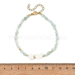 Moon Star Natural Shell and Nuggets Natural Glass Beaded Bracelets&nbsp;BJEW-JB14483