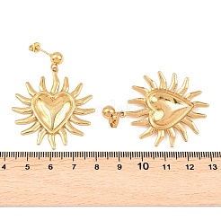 Sun with Heart 304 Stainless Steel Dangle Stud Earrings&nbsp;EJEW-K323-01G