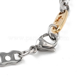 PVD Vacuum Plating 201 Stainless Steel Oval with Cross Link Chain Necklace & Bracelets Set&nbsp;SJEW-G083-15GP