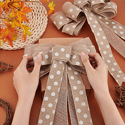 Polka Dot Pattern Linen Bowknot Ornament&nbsp;DIY-WH0248-343
