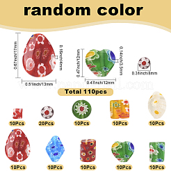 110Pcs 10 Styles Handmade Millefiori Glass Beads&nbsp;LK-SC0001-01