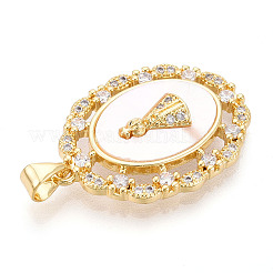 Brass Micro Pave Clear Cubic Zirconia Pendants&nbsp;KK-N268-33G