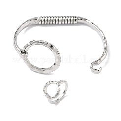 Ring Braaa Hammered Cuff Bangle & Ring Sets&nbsp;SJEW-C008-01P