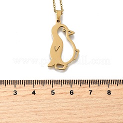 304 Stainless Steel Laser Cut Penguin Pendant Necklaces for Women Men&nbsp;NJEW-Q032-01C-G