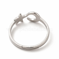 Non-Tarnish 304 Stainless Steel Star and Moon Adjustable Ring for Women&nbsp;RJEW-B027-15P