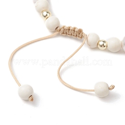 Adjustable Dyed Synthetic Turquoise & Shell Pearl Braided Bead Bracelets&nbsp;BJEW-JB10513-01