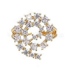 Real 18K Gold Plated Brass Hollow Flat Round Cuff Ring&nbsp;RJEW-S045-129-NF