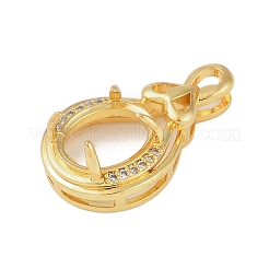 Brass Micro Pave Clear Cubic Zirconia Pendant Cabochon Settings&nbsp;KK-U026-01G