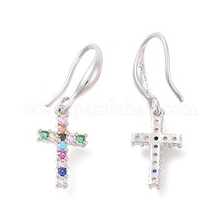 Brass Micro Pave Cubic Zirconia Dangle Earrings&nbsp;EJEW-F233-02P