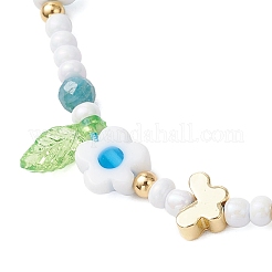 Flower Handmade Millefiori Glass Bead Braided Bead Bracelets&nbsp;BJEW-MZ00165-02