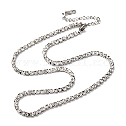 3MM 304 Stainless Steel Rhinestone Cup Chain Necklaces for Women&nbsp;NJEW-G175-01P-02