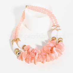 Fashionable Resin Nuggets Graduated Beaded Double Chain Necklaces for Women&nbsp;FS-WGDCFF5-01