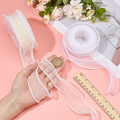 2 Rolls 2 Colors ABS Pearl Edged Mesh Ribbon for Bowknot Making&nbsp;OCOR-OC0001-78