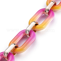 Handmade Two Tone Opaque Acrylic Cable Chains&nbsp;AJEW-JB00635-04