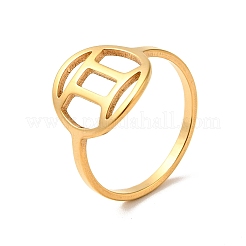 Ion Plating(IP) 201 Stainless Steel Constellations Gemini Finger Ring for Women&nbsp;RJEW-G266-06G