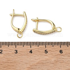 Brass Micro Pave Clear Cubic Zirconia Hoop Earring Findings&nbsp;KK-H256-18G