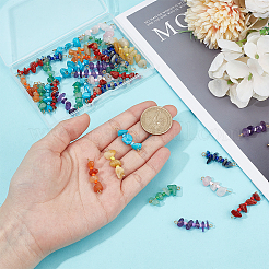 48Pcs 8 Styles Natural & Synthetic Chip Gemstone Beaded Connector Charms&nbsp;PALLOY-GO00057