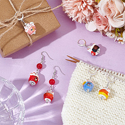 6Pcs Porcelain Pendant Locking Stitch Markers&nbsp;HJEW-NB00271