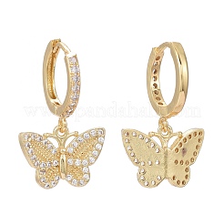 Brass Micro Pave Clear Cubic Zirconia Huggie Hoop Earrings&nbsp;EJEW-K083-24G