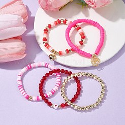 5Pcs 5 Style Synthetic Hematite & Dyed Natural Malaysia Jade Stretch Bracelets Set&nbsp;BJEW-JB10013