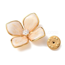 Flower 304 Stainless Steel & Enamel Pins&nbsp;JEWB-G049-01G-01