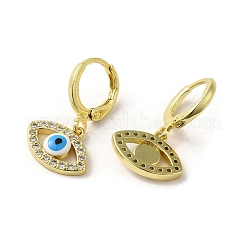 Horse Eye Real 18K Gold Plated Brass Dangle Leverback Earrings&nbsp;EJEW-Q797-23G-05