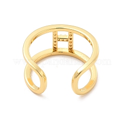 Clear Cubic Zirconia Initial Letter Open Cuff Ring&nbsp;RJEW-A012-01G-H