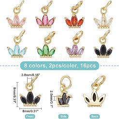 16Pcs 8 Colors Brass Cubic Zirconia Charms&nbsp;FIND-FH0003-78