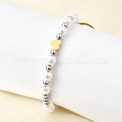 ABS Imitation Pearl Beads Braided Bead Bracelets for Women&nbsp;BJEW-D317-09B-PG