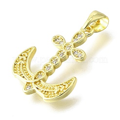 Brass Micro Pave Cubic Zirconia Pendants&nbsp;KK-V007-25G