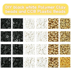 DIY Round/Flat Round Polymer Clay & CCB Plastic Beads Bracelets Making Kits&nbsp;DIY-FS0007-66