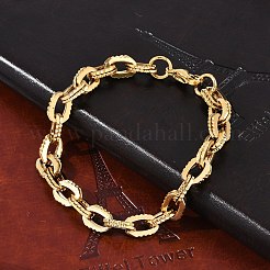 304 Stainless Steel Double Cable Link Chain Bracelets for Women Men&nbsp;BJEW-F488-36G