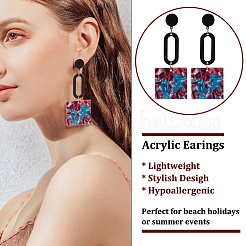 6 Pairs 6 Style Oval & Square & Donut Acrylic Dangle Stud Earrings&nbsp;EJEW-AN0003-36