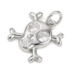 Brass Micro Pave Clear Cubic Zirconia Pendants&nbsp;KK-L231-10P