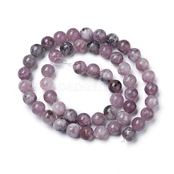 Natural Lepidolite/Purple Mica Beads Strands&nbsp;G-G770-04A-8mm
