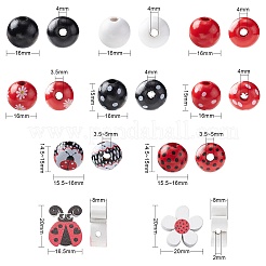 50Pcs 10 Styles Ladybug Theme Printed Wood Beads&nbsp;WOOD-CJ0001-79