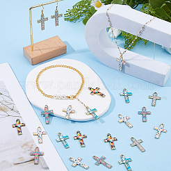 50Pcs 5 Colors Alloy Mosaic Style Pendants&nbsp;ENAM-FH0001-99