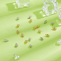 20Pcs 2 Colors Brass Pave Glass Connector Charms&nbsp;KK-FI0001-06