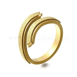 Textured 304 Stainless Steel Cuff Ring for Women&nbsp;RJEW-L126-13B-G