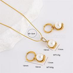 304 Stainless Steel Hoop Earrings & Pendant Necklaces Sets&nbsp;OK4265-3