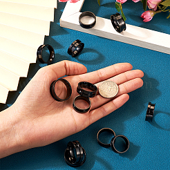 12Pcs 6 Size 201 Stainless Steel Grooved Finger Ring Settings&nbsp;STAS-TA0002-15B