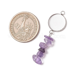304 Stainless Steel & Natural Mixed Gemstone Pendant Cabochon Settings&nbsp;AJEW-JB01572