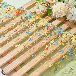 2 Yards Polyester Embroidery Flower Mesh Fabric&nbsp;OCOR-WH0058-57A