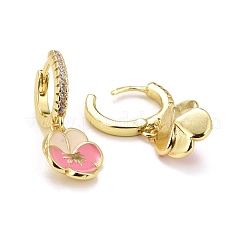 Rack Plating Brass Enamel Huggie Hoop Earrings&nbsp;EJEW-F278-13-G