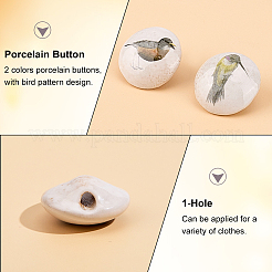 6Pcs 2 Colors Porcelain Buttons&nbsp;BUTT-OC0001-60