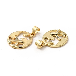 Eco-friendly Rack Plating Brass Micro Pave Cubic Zirconia Pendants&nbsp;KK-E072-16G