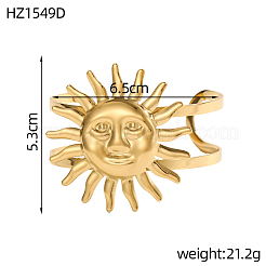 Sun Shape 304 Stainless Steel Open Cuff Bangles&nbsp;STAS-OY011-44G