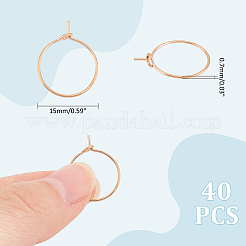 40Pcs 316L Surgical Stainless Steel Hoop Earring Findings&nbsp;STAS-UN0053-41RG