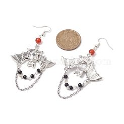 Alloy with Glass Chain Dangle Earrings&nbsp;EJEW-TA00433
