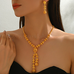 Middle Eastern Alloy Round Long Tassel Necklace & Earrings Sets for Women&nbsp;OT7849